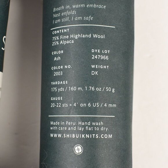 Shibui Knits Nest Yarn DK Weight 2 Skeins Fine Highland Wool Alpaca Ash Color - Picture 3 of 3